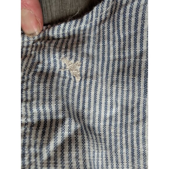 Eddie Bauer Blue/White Striped Linen Blend Short Sleeve Button-Up Shirt Size L - Picture 5 of 9